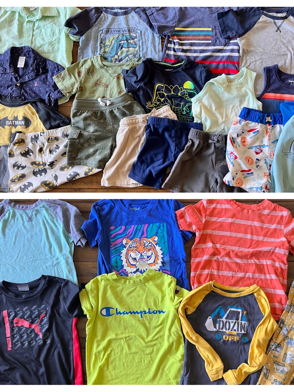 Assorted (23 pcs) Toddler Boys Shirts, Shorts, Rash Guard, PJs, Size 3T & 4T